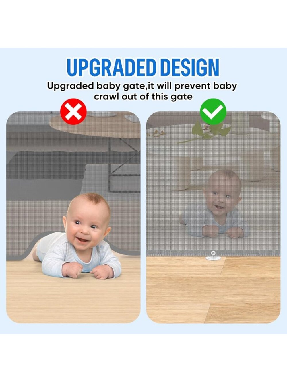 33" Retractable Baby Gate Gray 55" Wide Mesh Pet Dog Safety Gate Indoor/Out - Picture 5 of 9